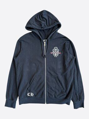 Chrome Hearts Black & Green Dagger Logo Zip Up Hoodie